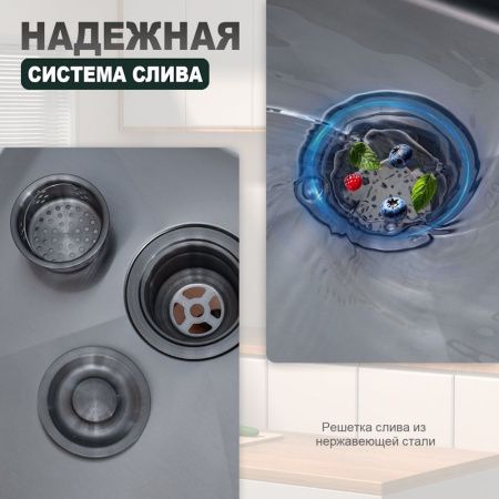 Кухонная мойка Splenka S700.5045.09 50х45 цвет серый поверхность матовая