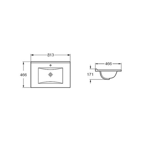 Раковина из сантехнического фарфора Vincea VBS-13980MB 80х50 встраиваемая цвет черный 1 отверстие под смеситель - фото 2