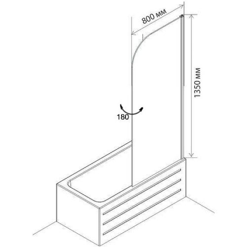 Душевая шторка на ванну Agger A02-080TCR 80х135 стекло прозрачное профиль хром ориентация универсальная - фото 5