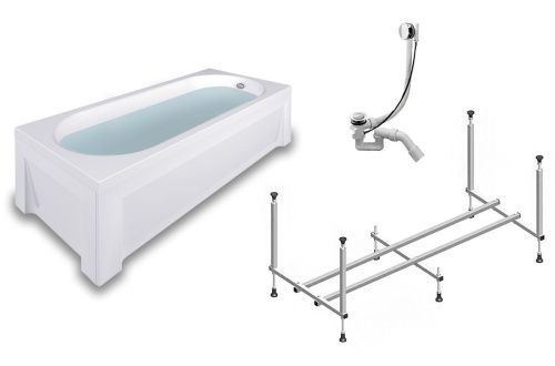 Ванна акриловая со шторкой Timo ROHA ROHA1470-KT14-SPV1505-FP14S-TP70S-T30 140х70 пристенная прямоугольная с каркасом - фото 4