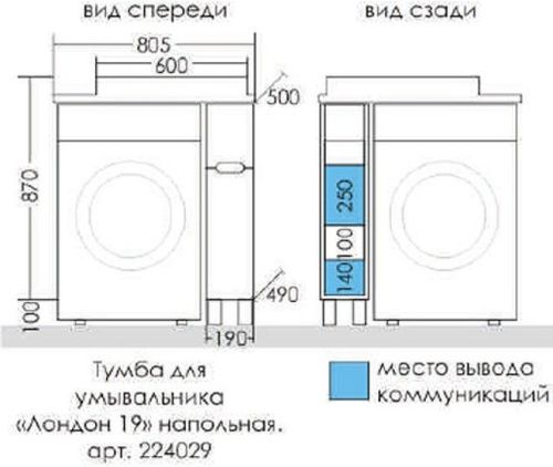 Тумба под раковину СанТа Лондон 224029 20х50 напольная цвет белый - фото 3