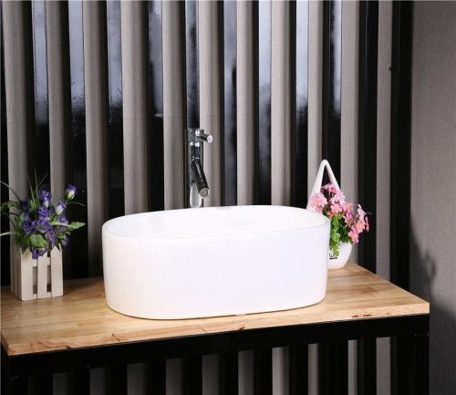 Раковина из сантехнического фаянса CeramaLux 9025-1 60х40 накладная цвет белый без отверстий под смеситель - фото 5