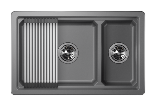 Кухонная мойка Granula Kitchen Space 7304U, АЛЮМИНИУМ 75х45 цвет серый поверхность матовая - фото 2