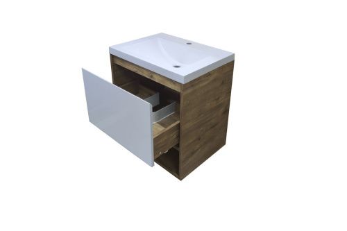 Тумба с раковиной Эстет Monaco Wood ФР-00010686 100х50 подвесная цвет белый/бежевый - фото 3