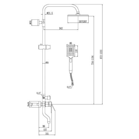 Душевая стойка Savol S-601108SH настенная цвет черный