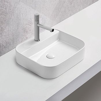 Раковина из сантехнического фарфора Vincea VBS-50550 50х40 накладная цвет белый 1 отверстие под смеситель