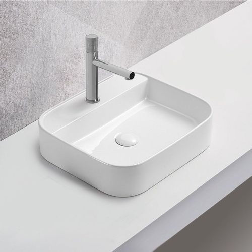 Раковина из сантехнического фарфора Vincea VBS-50550 50х40 накладная цвет белый 1 отверстие под смеситель