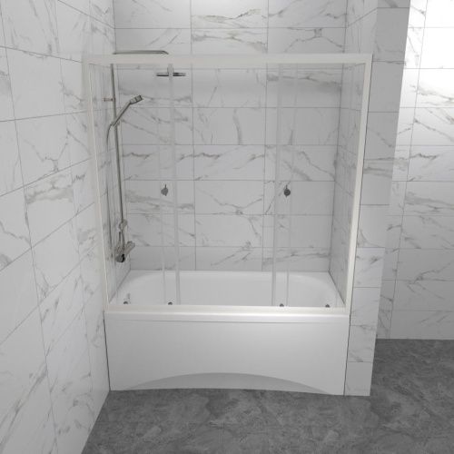 Душевая шторка на ванну Тритон Ультра Щ0000065751 170х150 стекло прозрачное профиль белый ориентация универсальная - фото 4