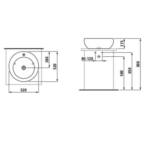 Раковина керамическая Laufen Alessi One 8.1897.1.400.104.1 50 см накладная цвет белый 1 отверстие под смеситель - фото 2