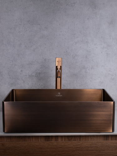 Раковина из нержавеющей стали AltroBagno Accordo AltroBagnoAccordo001012BrAn 50х40 накладная цвет бронза - фото 2