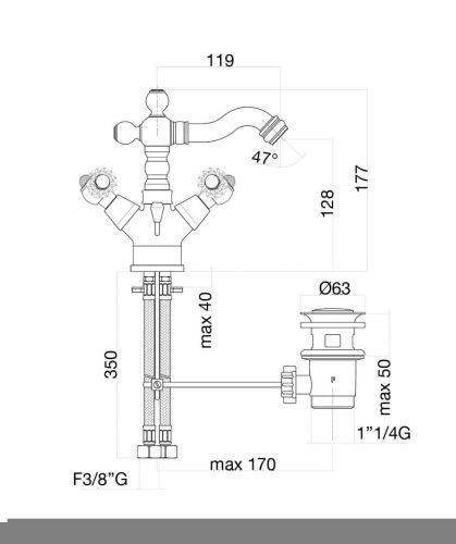 Смеситель Fiore 09CR0635 на биде хром - фото 3