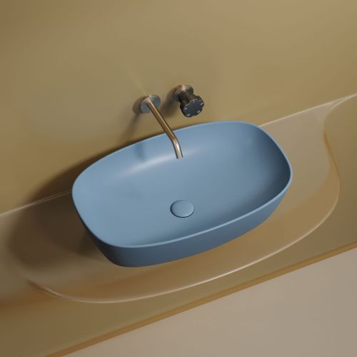 Раковина из сантехнического фарфора Ceramica Nova ELEMENT CN6049ML 60х40 накладная цвет синий без отверстий под смеситель - фото 4