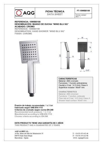 Душевая лейка AQG 10WIB0140 цвет хром - фото 2