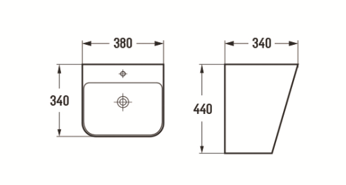 Раковина из сантехнического фаянса CeramaLux 500QMB 40х40 подвесная цвет черный 1 отверстие под смеситель - фото 3