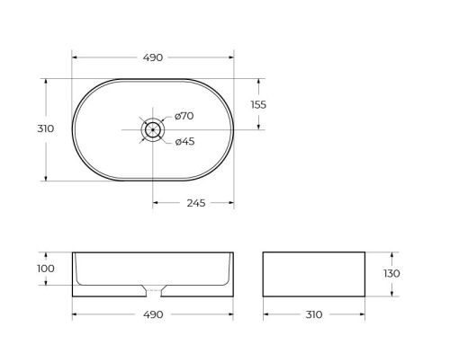 Раковина из сантехнического фаянса BelBagno BB1497 50х30 накладная цвет белый без отверстий под смеситель - фото 2