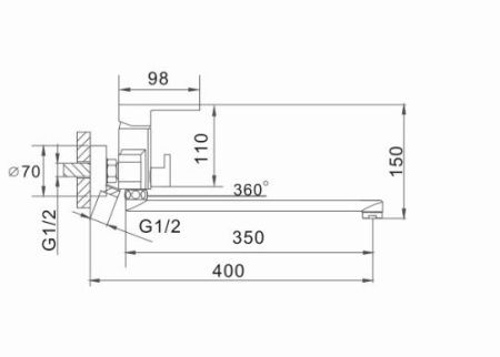 Смеситель для кухни D-Lin D147366-A настенный черный