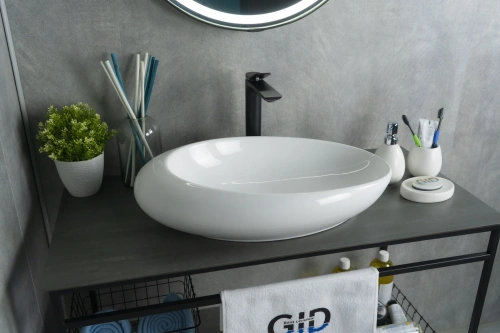 Раковина керамическая Gid Creativo 51167 60х40 накладная цвет белый без отверстий под смеситель - фото 3