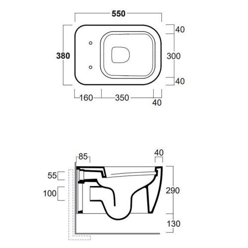 Чаша унитаза подвесная Simas Henges HE18 nero matt цвет черный без сиденья безободковая каскадный смыв - фото 2