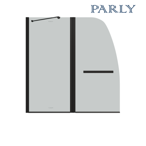 Душевая шторка на ванну Parly F03B 120х130 стекло прозрачное профиль черный ориентация универсальная - фото 4