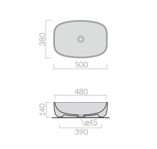 Раковина из сантехнического фарфора Galassia Dream 7301GM 50х40 накладная цвет серый - фото 3