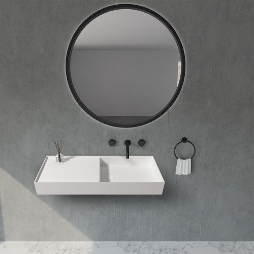 Раковина из искусственного камня Abber STEIN AS2648 80х40 подвесная цвет белый без отверстий под смеситель - фото 4