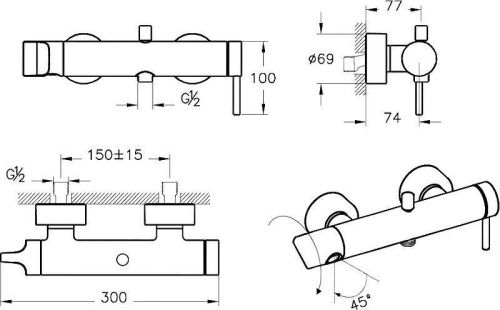 Смеситель Vitra Origin A42619 настенный хром - фото 4
