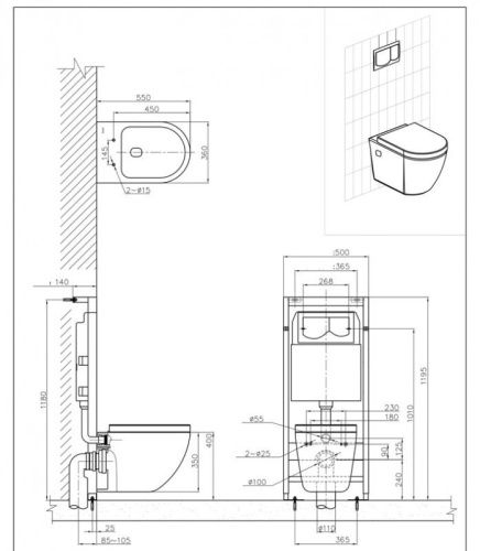 Унитаз подвесной Bravat Gina C2190UW-ENG белый с сиденьем микролифт каскадный смыв - фото 2