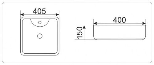 Раковина из сантехнического фаянса CeramaLux 9443 40х40 накладная цвет белый 1 отверстие под смеситель - фото 2