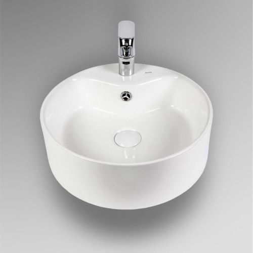 Раковина из сантехнического фарфора Bond Circle S03-410 40х40 накладная цвет белый 1 отверстие под смеситель - фото 2