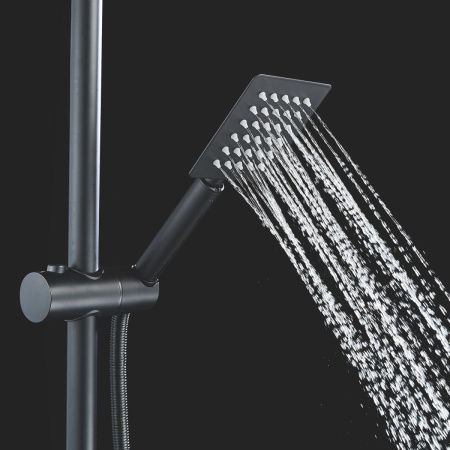 Душевая стойка Shevanik S3096H настенная цвет черный с термостатом