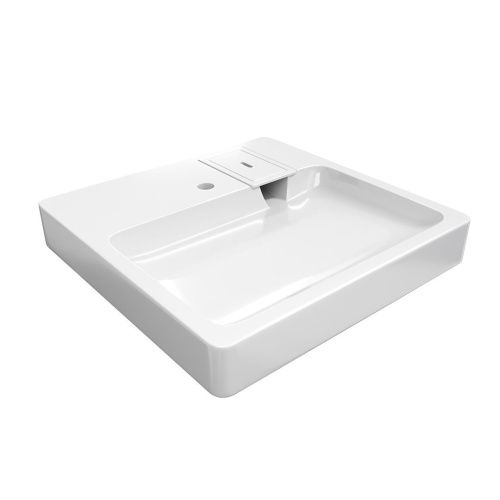 Раковина из литьевого мрамора Teymi Kati Pro T50410 60х58 над стиральной машиной цвет белый 1 отверстие под смеситель - фото 5