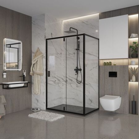 Душевой уголок Niagara Nova NG-83-11AB-A80B 110х80 стекло прозрачное профиль черный без поддона