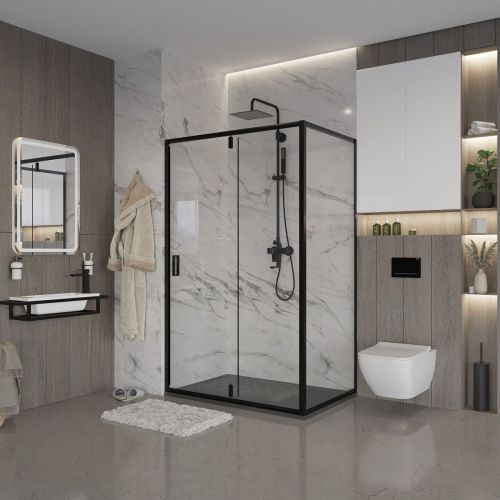 Душевой уголок Niagara Nova NG-83-11AB-A70B 110х70 стекло прозрачное профиль черный без поддона - фото 2