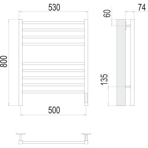 Полотенцесушитель электрический Terminus 4670078542977 55х80 черный - фото 3
