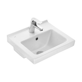Раковина из сантехнического фарфора Onika Визит 1.3117.7.S00.11B.0 40х40 накладная цвет белый 1 отверстие под смеситель