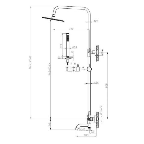 Душевая стойка Esko ST250BGB настенная цвет черный - фото 3