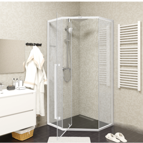 Душевой уголок Cerutti SPA C3AW 90х90 стекло прозрачное профиль белый без поддона - фото 2