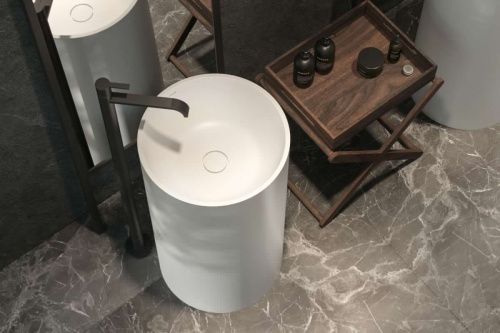 Раковина из искусственного камня Holbi ANDROMEDA 2.02.019.44.4 40х40 напольная цвет серый - фото 2