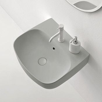 Раковина из сантехнического фарфора Kerasan Tribeca 534059*1 50х50 накладная цвет серый