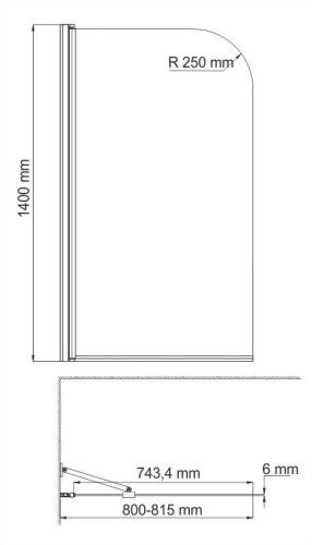 Душевая шторка на ванну Wasserkraft Leine 35P 35P01-80WHITE Fixed 80х140 стекло прозрачное профиль белый ориентация универсальная - фото 3