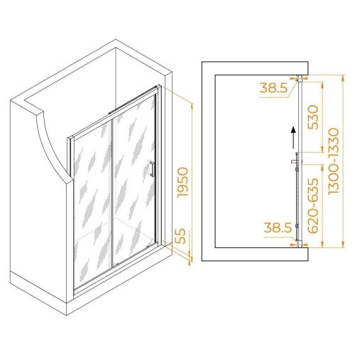Душевая дверь RGW Passage 350801613-14 130х195 стекло прозрачное профиль черный - фото 3