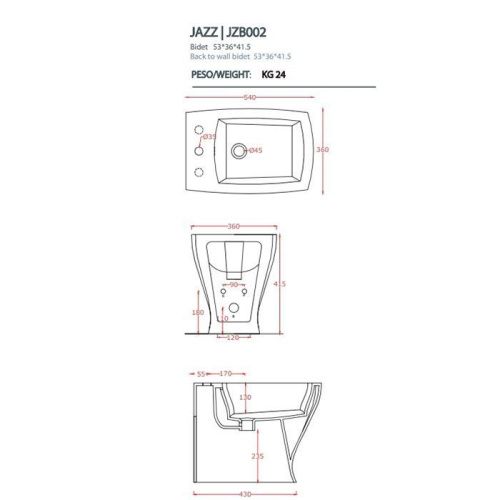 Биде напольное Artceram JAZZ JZB002 01 00*1 цвет белый - фото 2