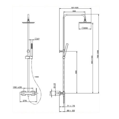 Душевая стойка Cisal Roadster RR00402121 настенная цвет хром - фото 2