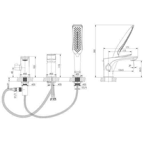 Смеситель LeMark Allegro LM5945CW на борт ванны белый/хром - фото 3