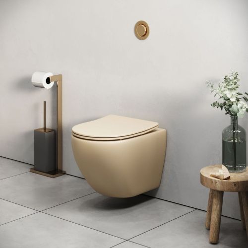 Унитаз подвесной Grossman Санфаянс GR-4455BEMS бежевый с сиденьем микролифт безободковый каскадный смыв - фото 4