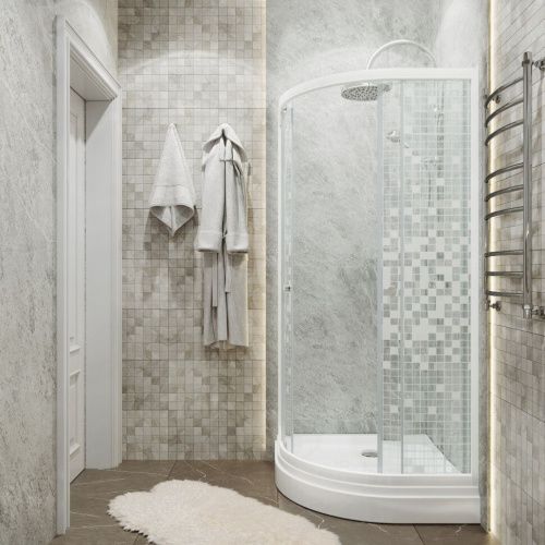 Душевой уголок Тритон Стандарт Щ0000061803 90х90 стекло с рисунком профиль белый с поддоном - фото 3