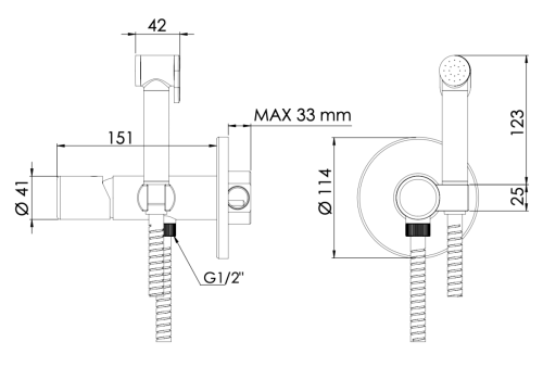 Гигиенический душ со смесителем Daniel TG6454DCCR хром - фото 3