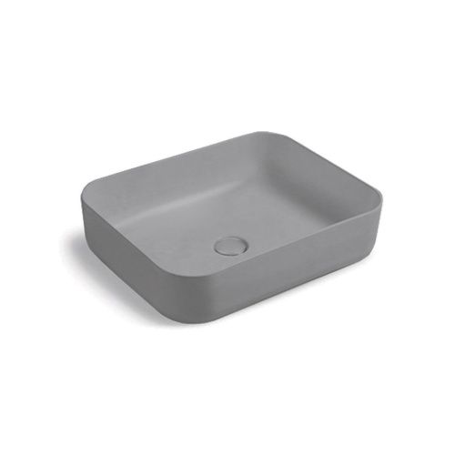 Раковина из сантехнического фарфора Vincea VBS-105MG 50х40 накладная цвет серый без отверстий под смеситель