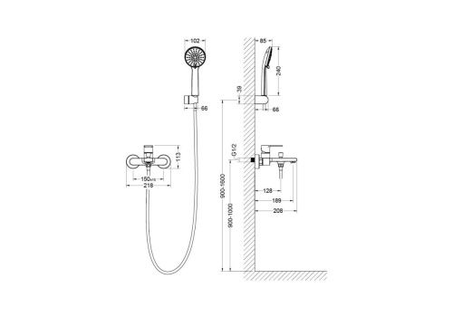 Смеситель для ванны Aquatek ЛИРА AQ1449MB настенный черный - фото 3