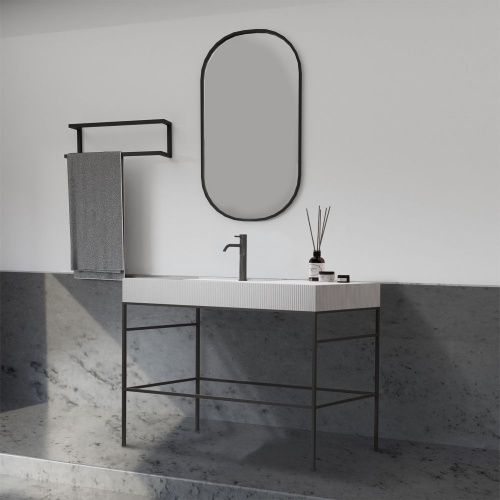 Консоль с раковиной Abber AS2647 120х50 напольная цвет черный - фото 3